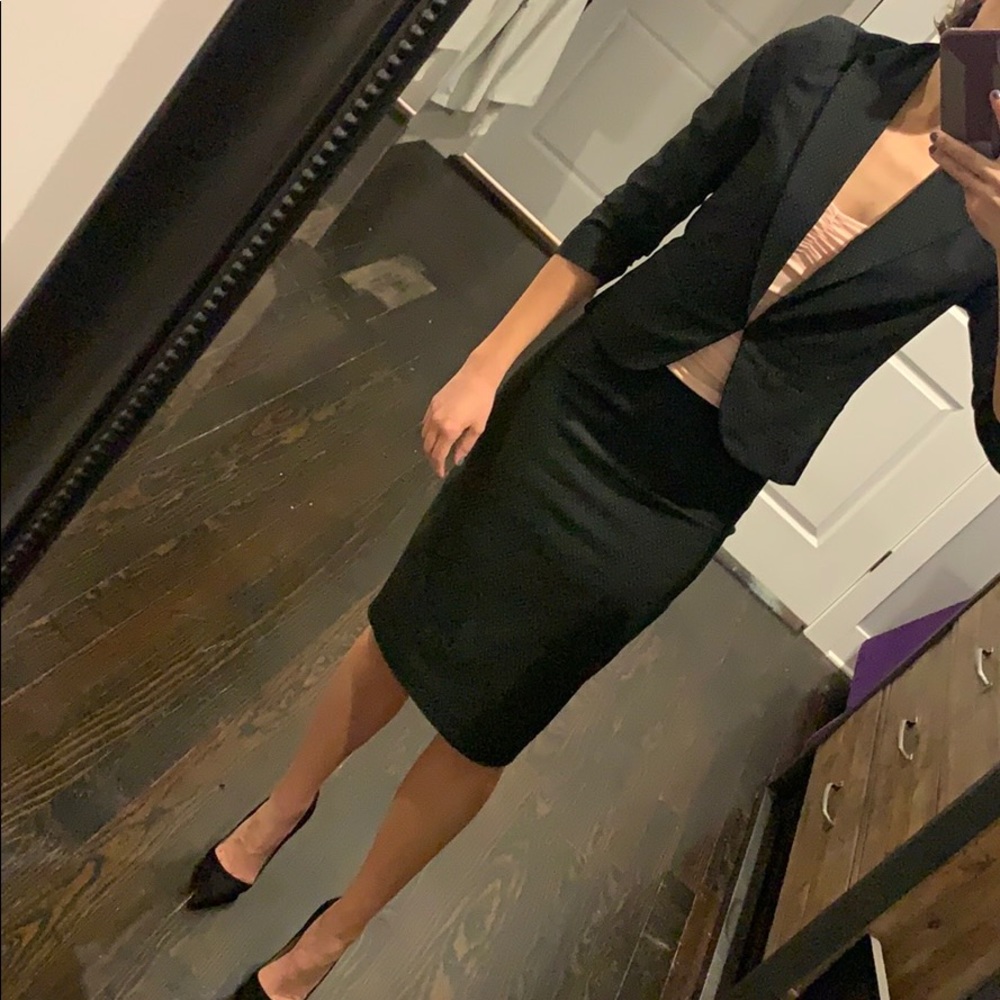 Mini polka dot black cotton suit